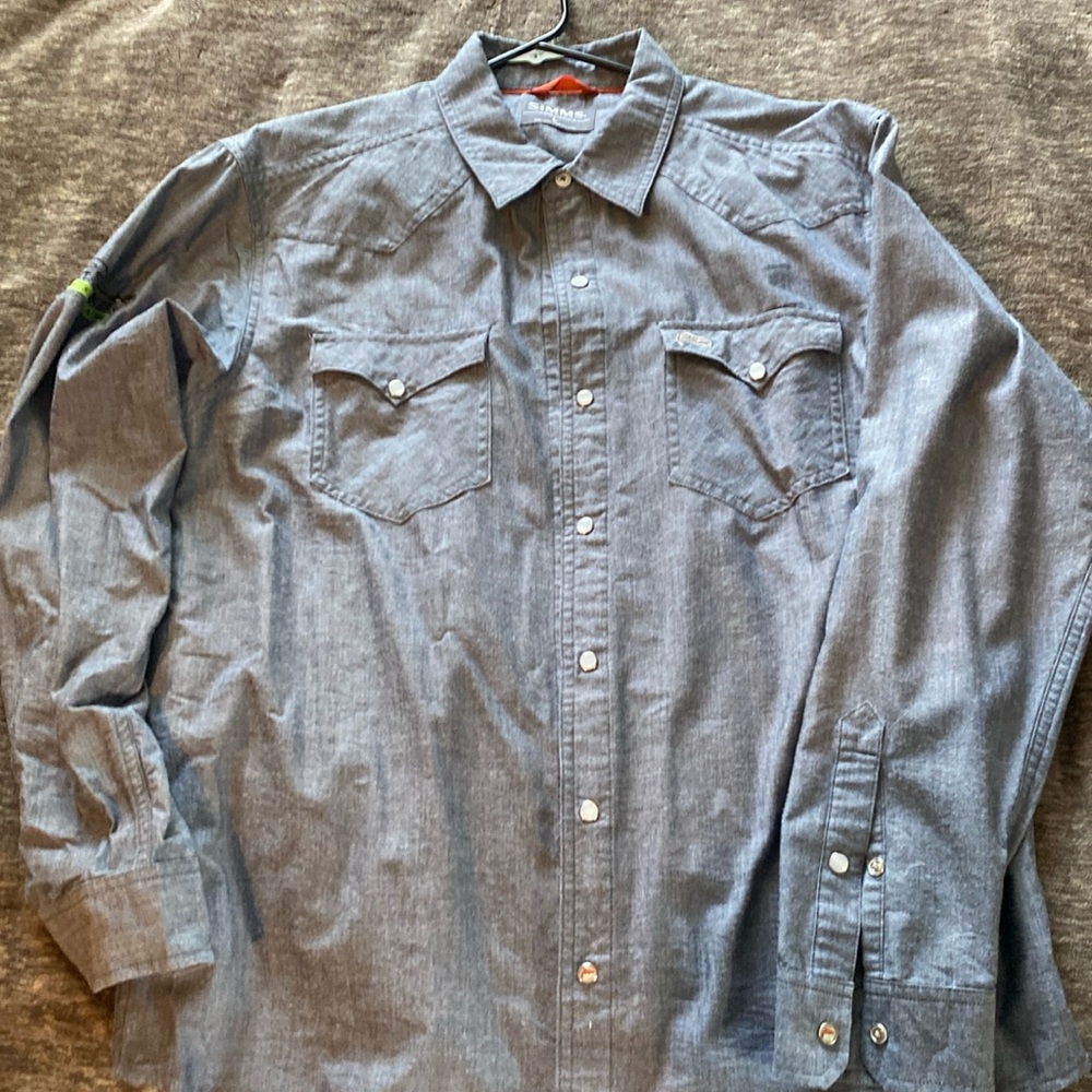 Simms men’s western denim shirt size large blue